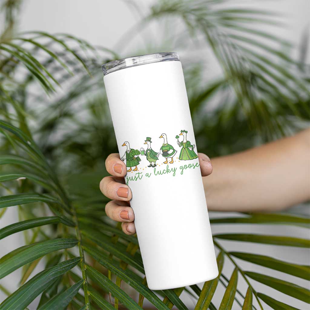 Just A Lucky Goose Skinny Tumbler Funny St Patricks Day Irish Gift