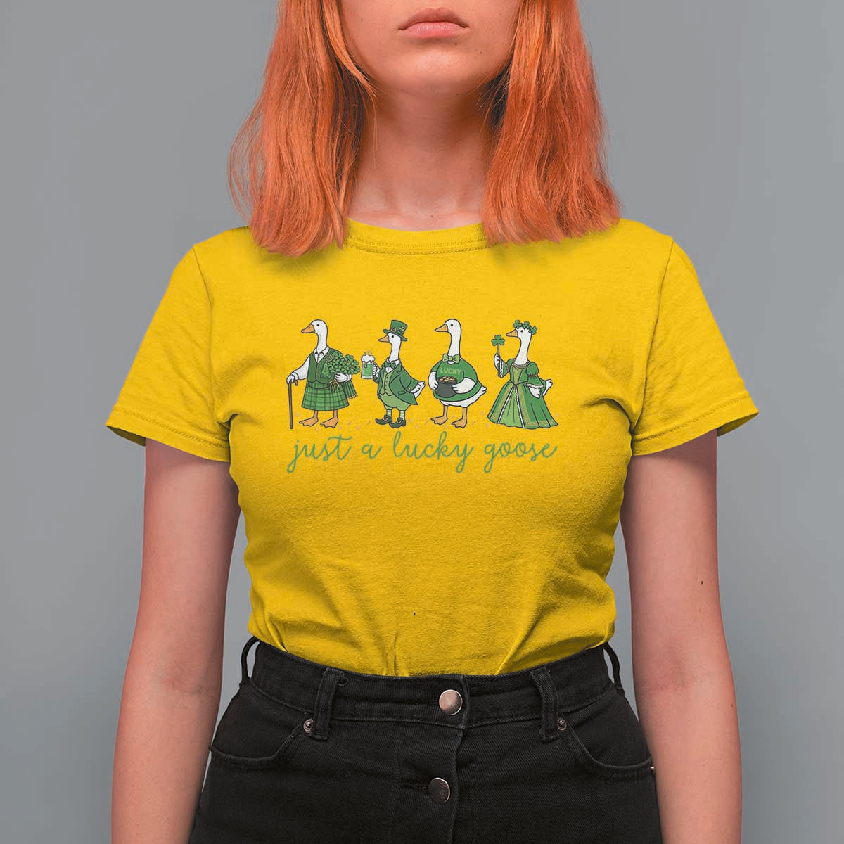 Just A Lucky Goose T Shirt For Women Funny St Patricks Day Irish Gift