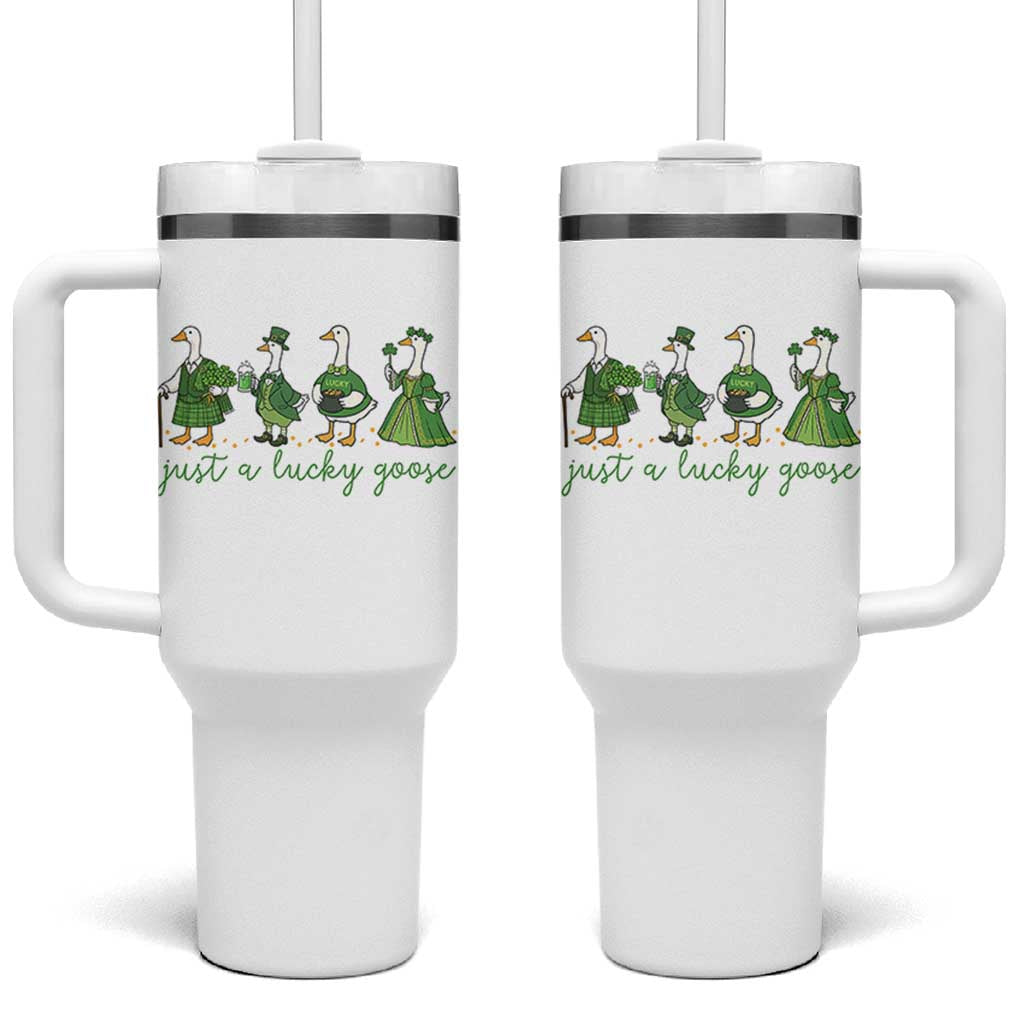Just A Lucky Goose Tumbler With Handle Funny St Patricks Day Irish Gift