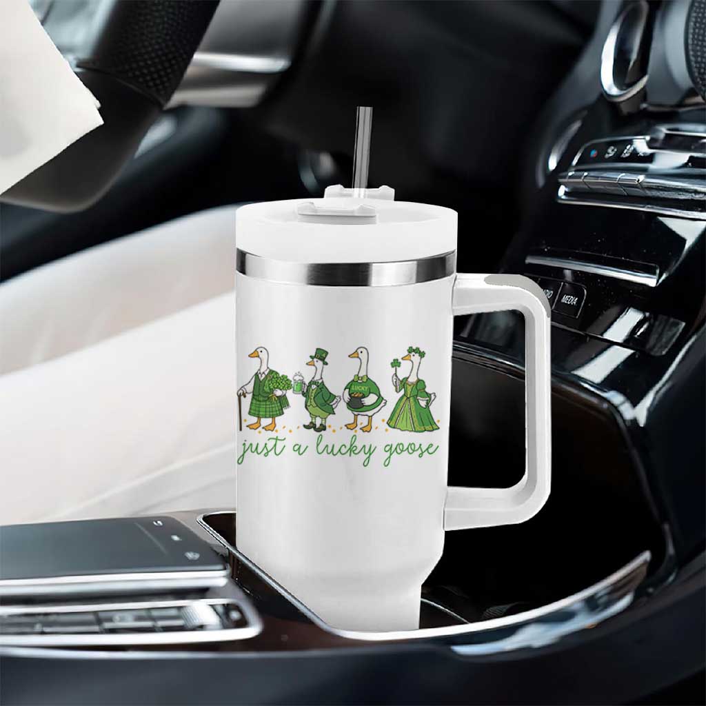 Just A Lucky Goose Tumbler With Handle Funny St Patricks Day Irish Gift