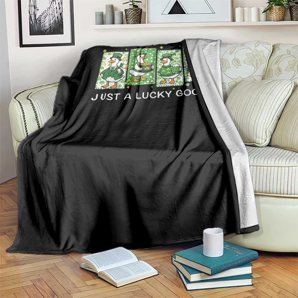 Just A Lucky Goose Throw Blanket Funny Irish Crew St Patricks Day