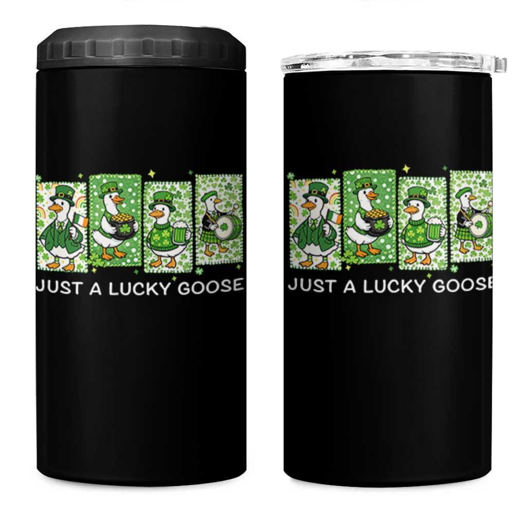 Just A Lucky Goose 4 in 1 Can Cooler Tumbler Funny Irish Crew St Patricks Day