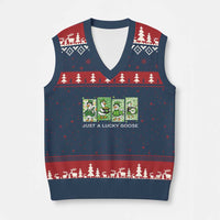 Just A Lucky Goose V-Neck Knit Sweater Vest Funny Irish Crew St Patricks Day