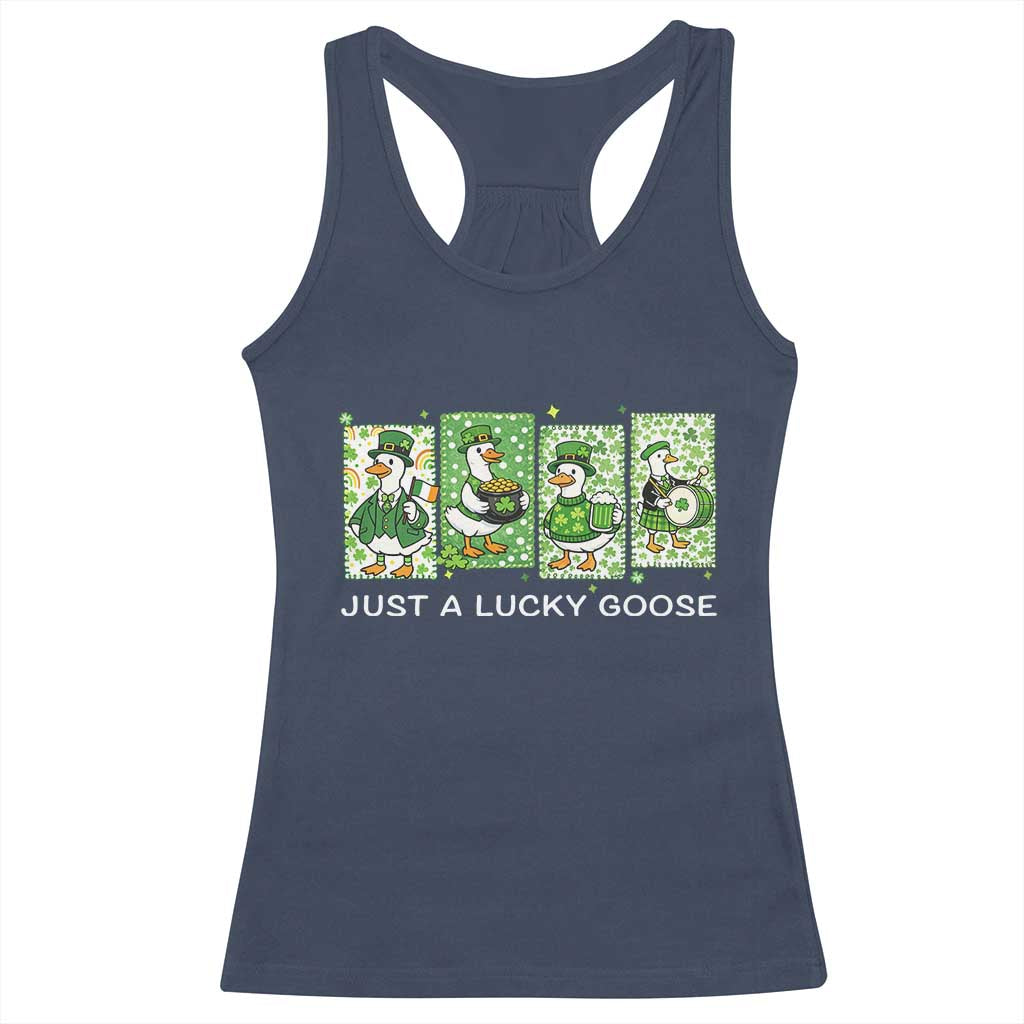 Just A Lucky Goose Racerback Tank Top Funny Irish Crew St Patricks Day