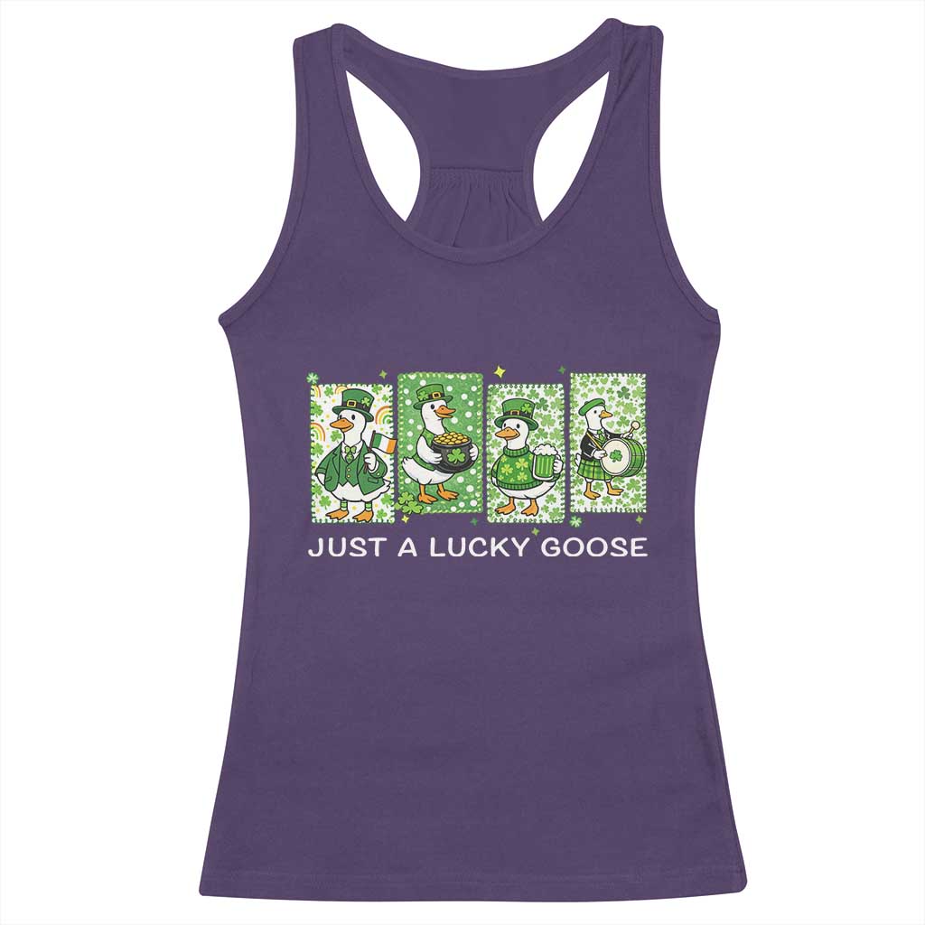 Just A Lucky Goose Racerback Tank Top Funny Irish Crew St Patricks Day