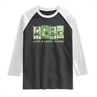 Just A Lucky Goose Raglan Shirt Funny Irish Crew St Patricks Day