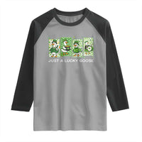 Just A Lucky Goose Raglan Shirt Funny Irish Crew St Patricks Day
