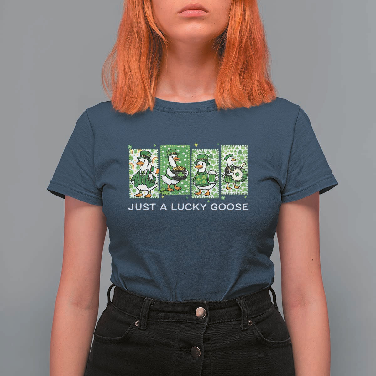 Just A Lucky Goose T Shirt For Women Funny Irish Crew St Patricks Day