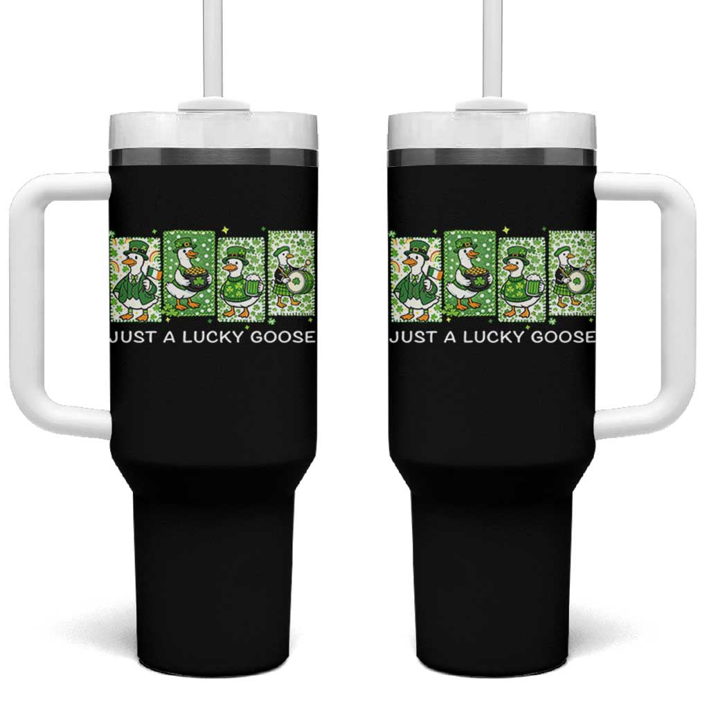 Just A Lucky Goose Tumbler With Handle Funny Irish Crew St Patricks Day
