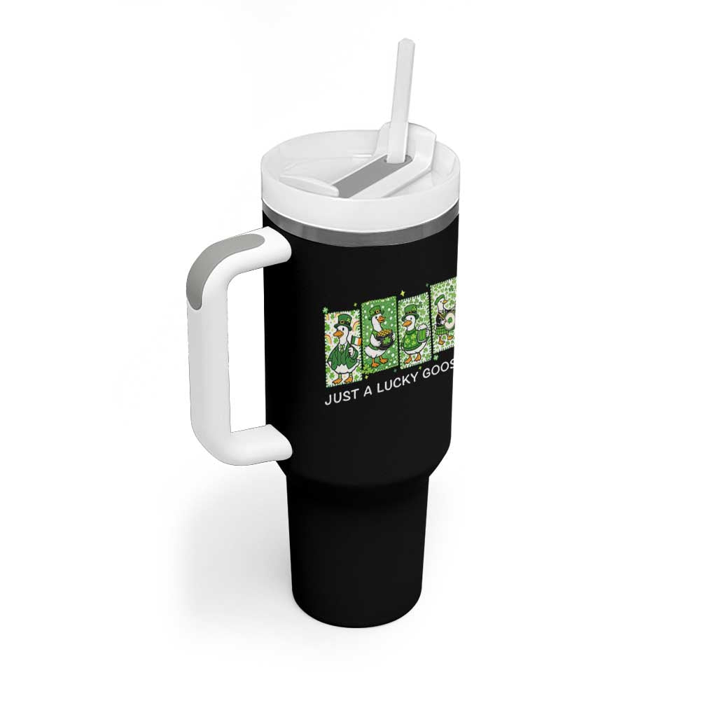 Just A Lucky Goose Tumbler With Handle Funny Irish Crew St Patricks Day