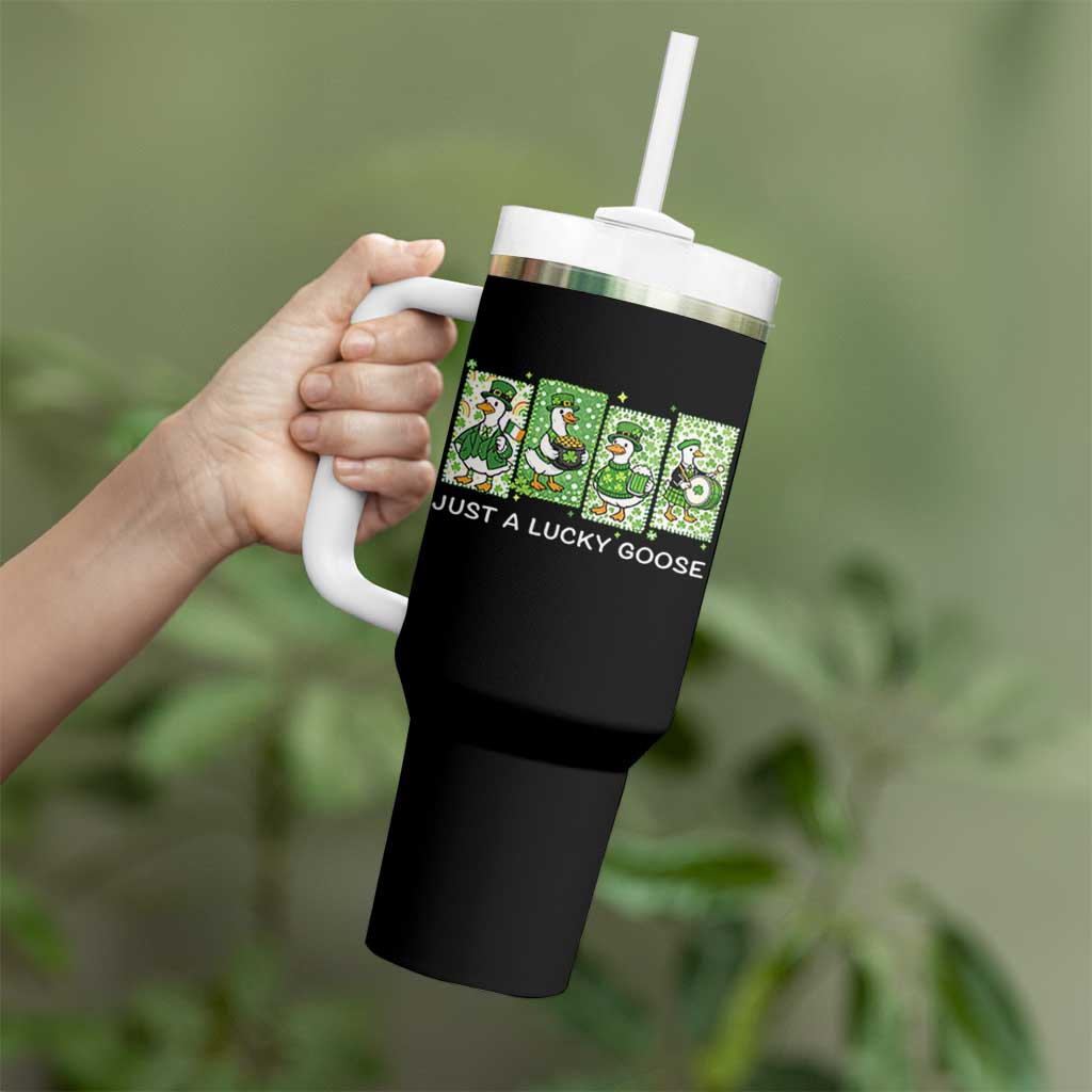 Just A Lucky Goose Tumbler With Handle Funny Irish Crew St Patricks Day