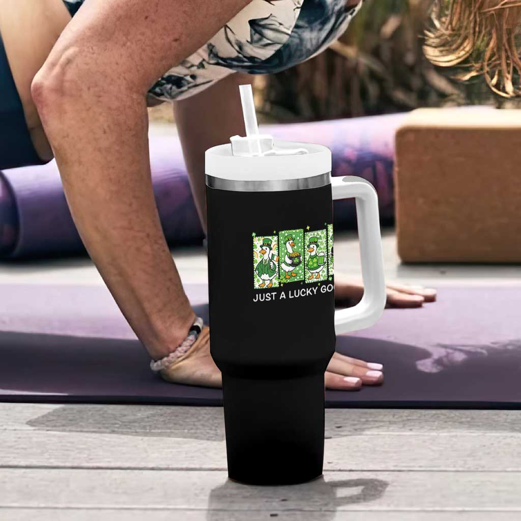 Just A Lucky Goose Tumbler With Handle Funny Irish Crew St Patricks Day