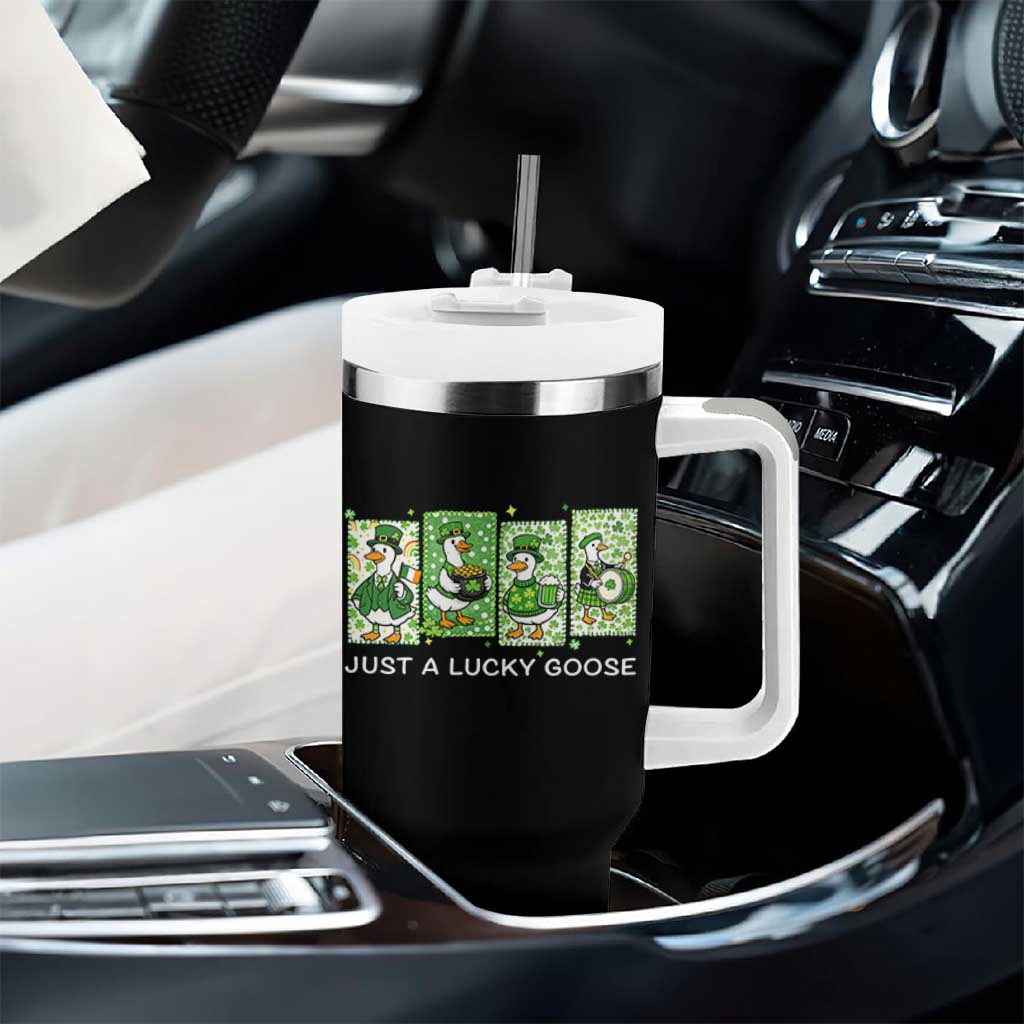 Just A Lucky Goose Tumbler With Handle Funny Irish Crew St Patricks Day