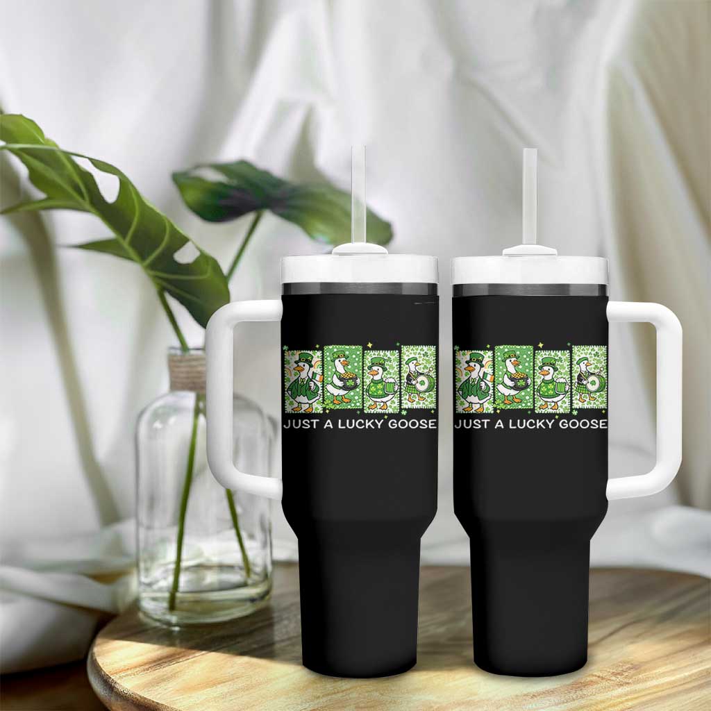 Just A Lucky Goose Tumbler With Handle Funny Irish Crew St Patricks Day