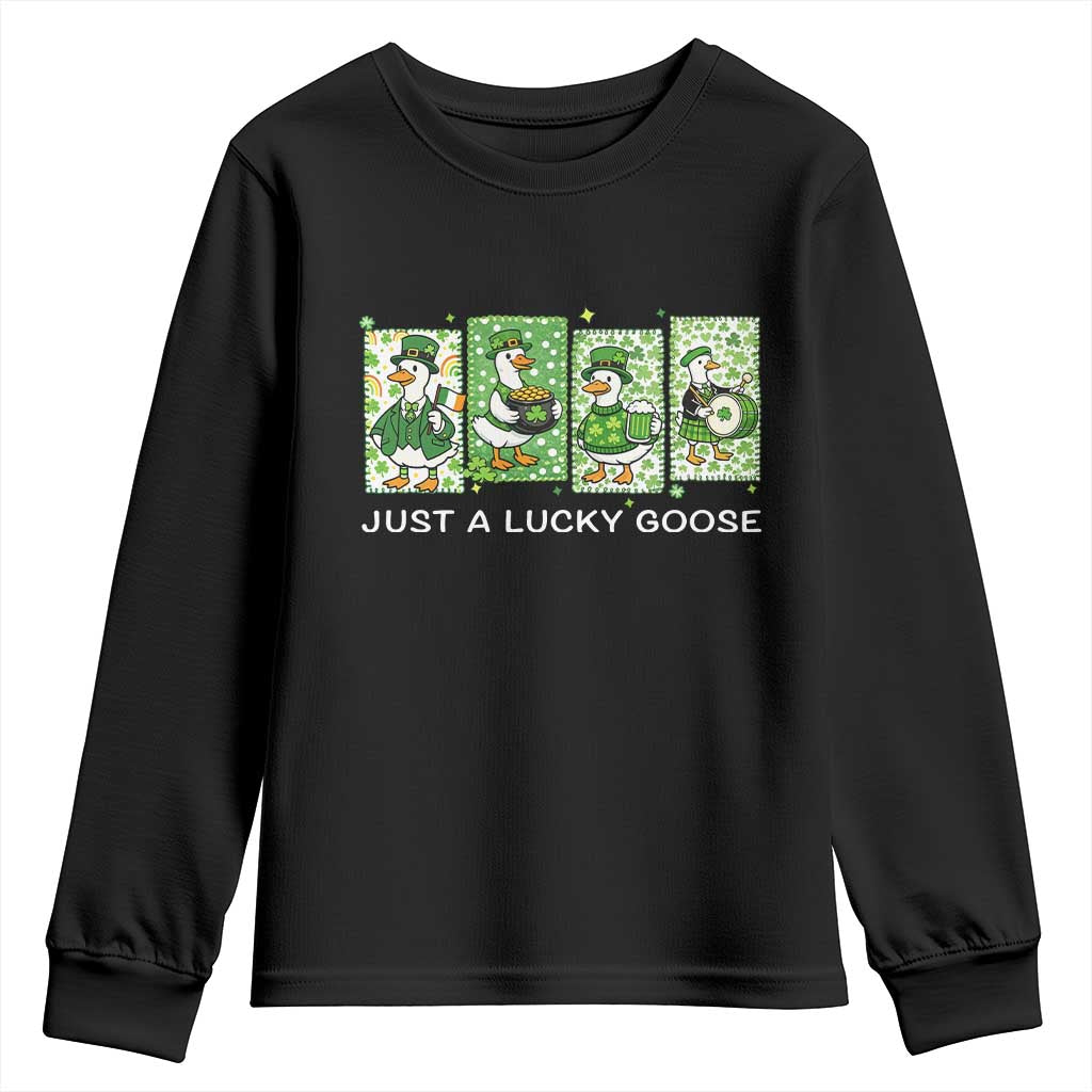 Just A Lucky Goose Youth Sweatshirt Funny Irish Crew St Patricks Day