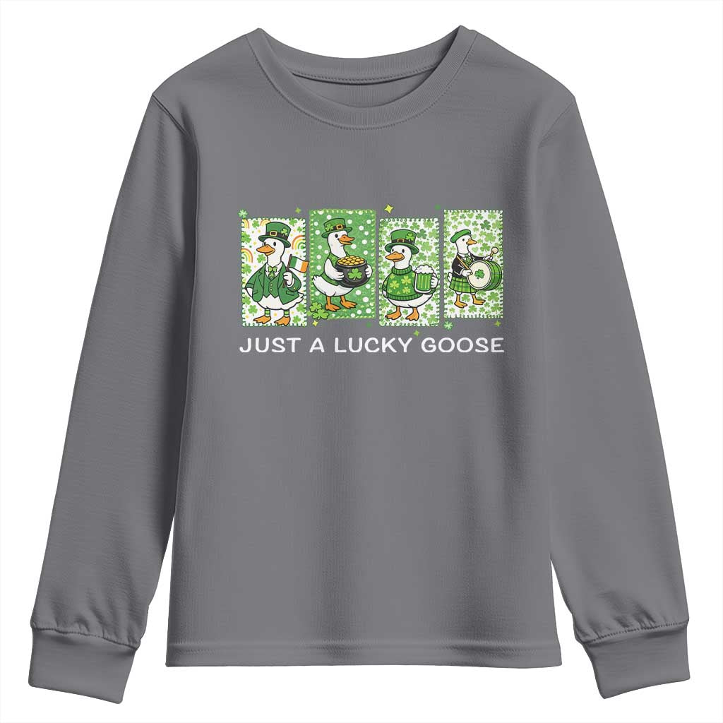 Just A Lucky Goose Youth Sweatshirt Funny Irish Crew St Patricks Day