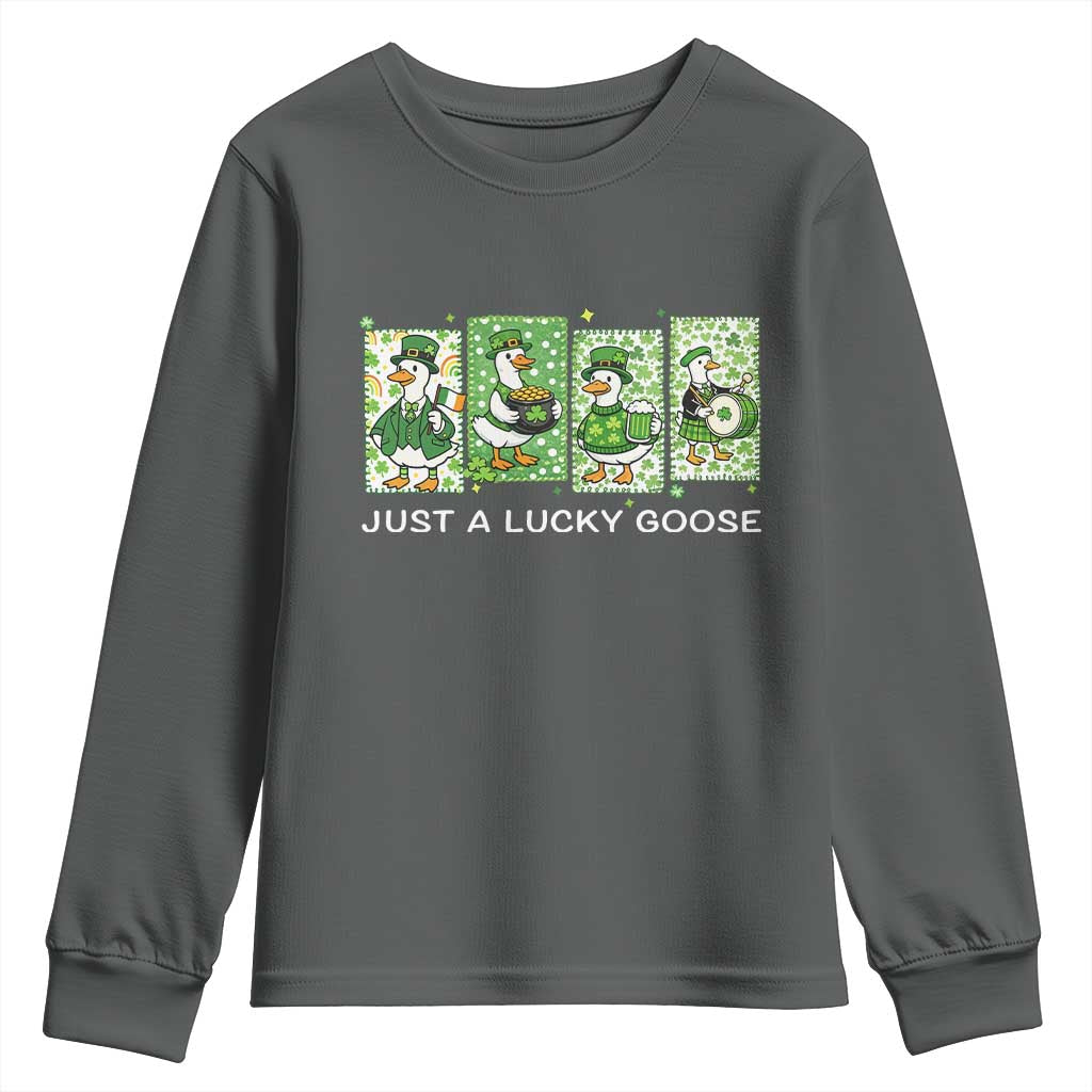Just A Lucky Goose Youth Sweatshirt Funny Irish Crew St Patricks Day