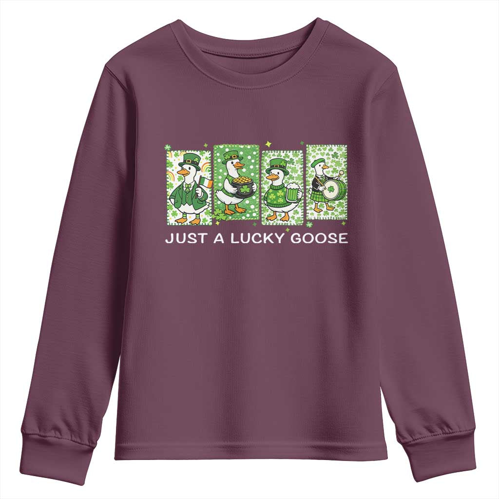 Just A Lucky Goose Youth Sweatshirt Funny Irish Crew St Patricks Day