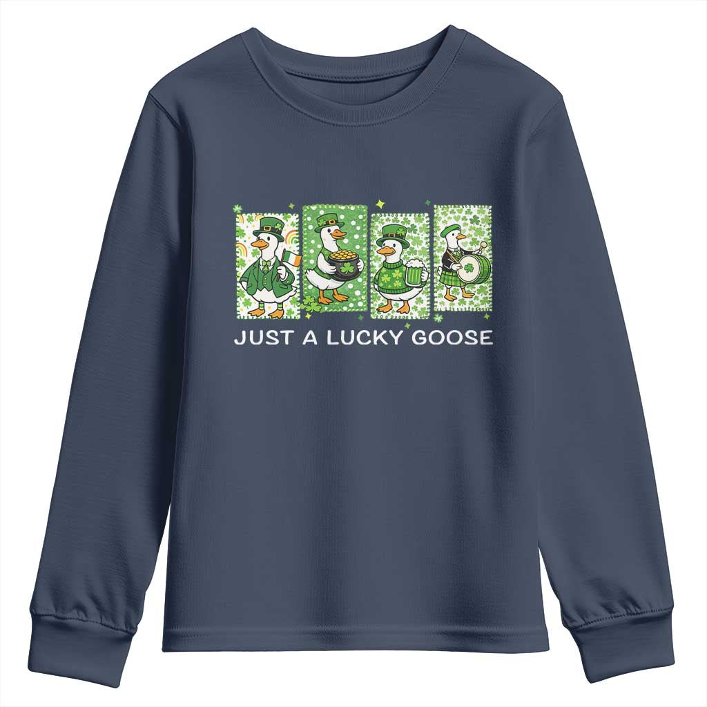 Just A Lucky Goose Youth Sweatshirt Funny Irish Crew St Patricks Day
