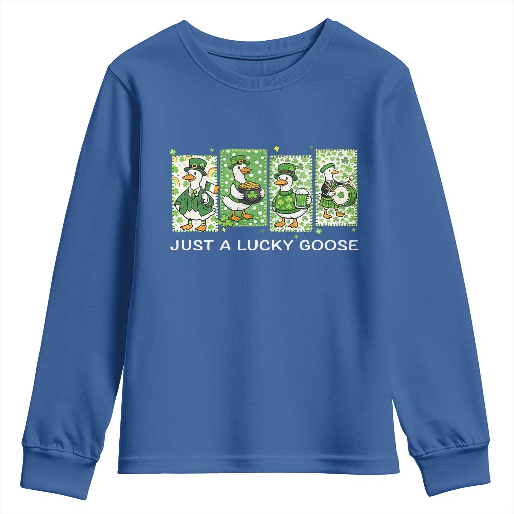 Just A Lucky Goose Youth Sweatshirt Funny Irish Crew St Patricks Day