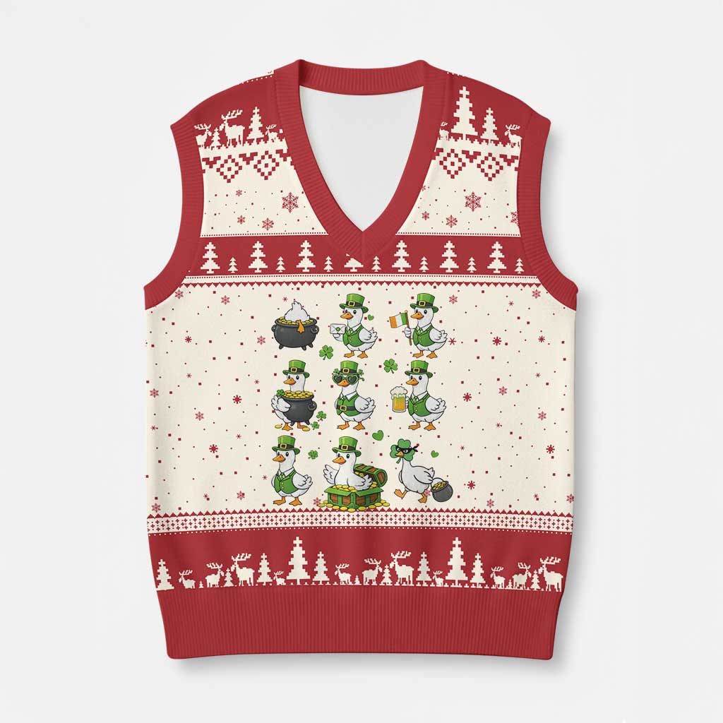 St Patricks Day Goose Crew Irish Celebration V-Neck Knit Sweater Vest