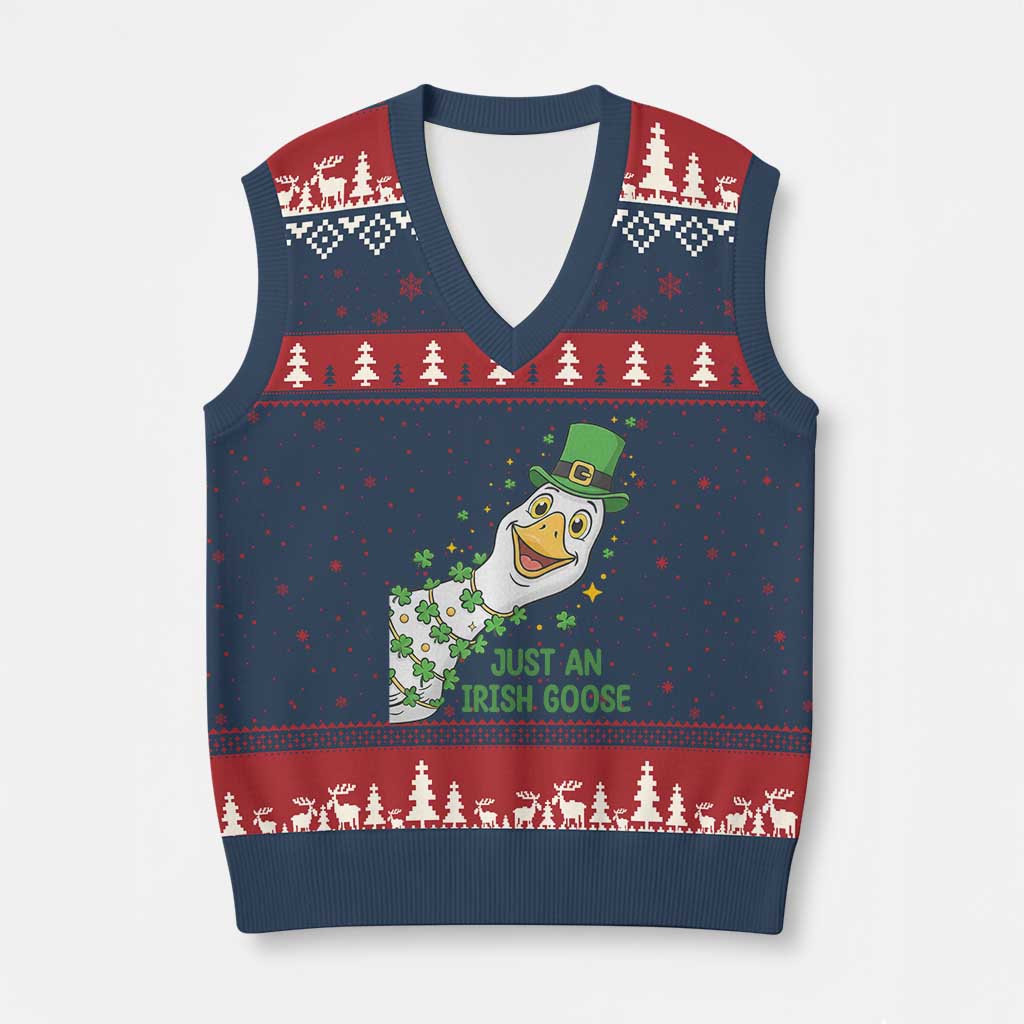 Just An Irish Goose V-Neck Knit Sweater Vest Funny St Patricks Day