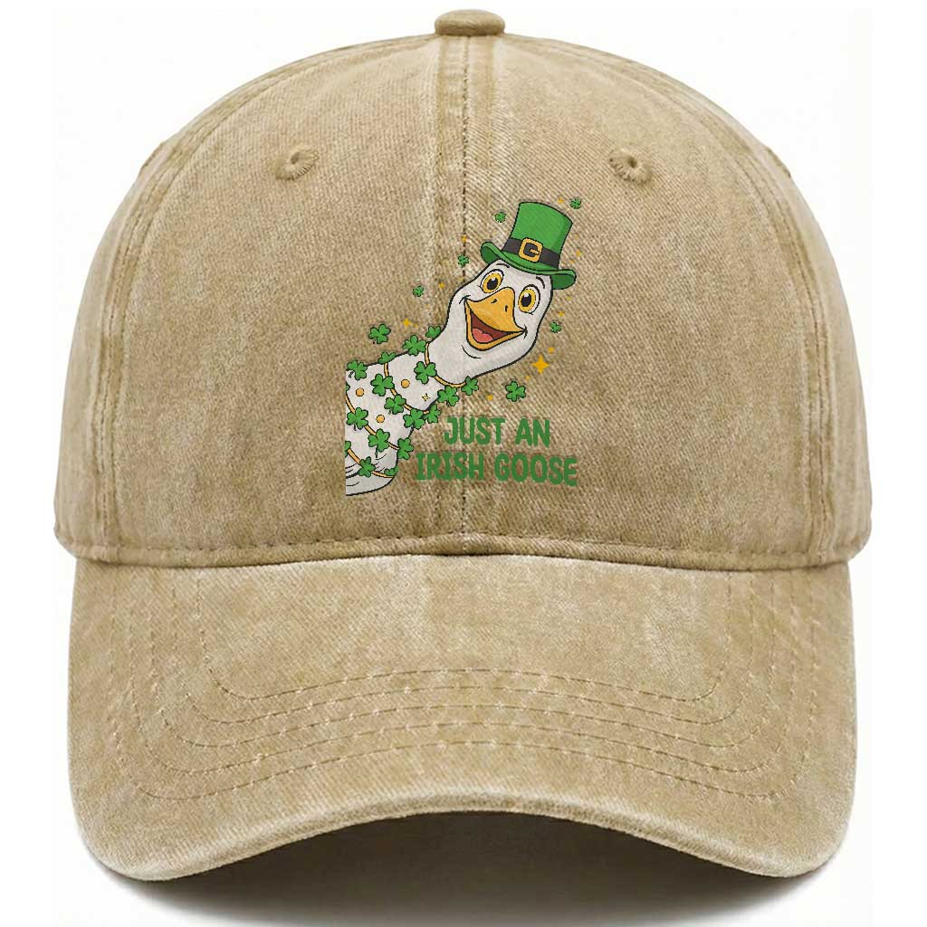 Just An Irish Goose Washed Cotton Baseball Cap Funny St Patricks Day