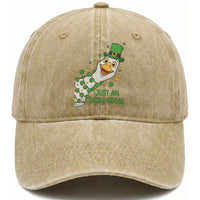 Just An Irish Goose Washed Cotton Baseball Cap Funny St Patricks Day