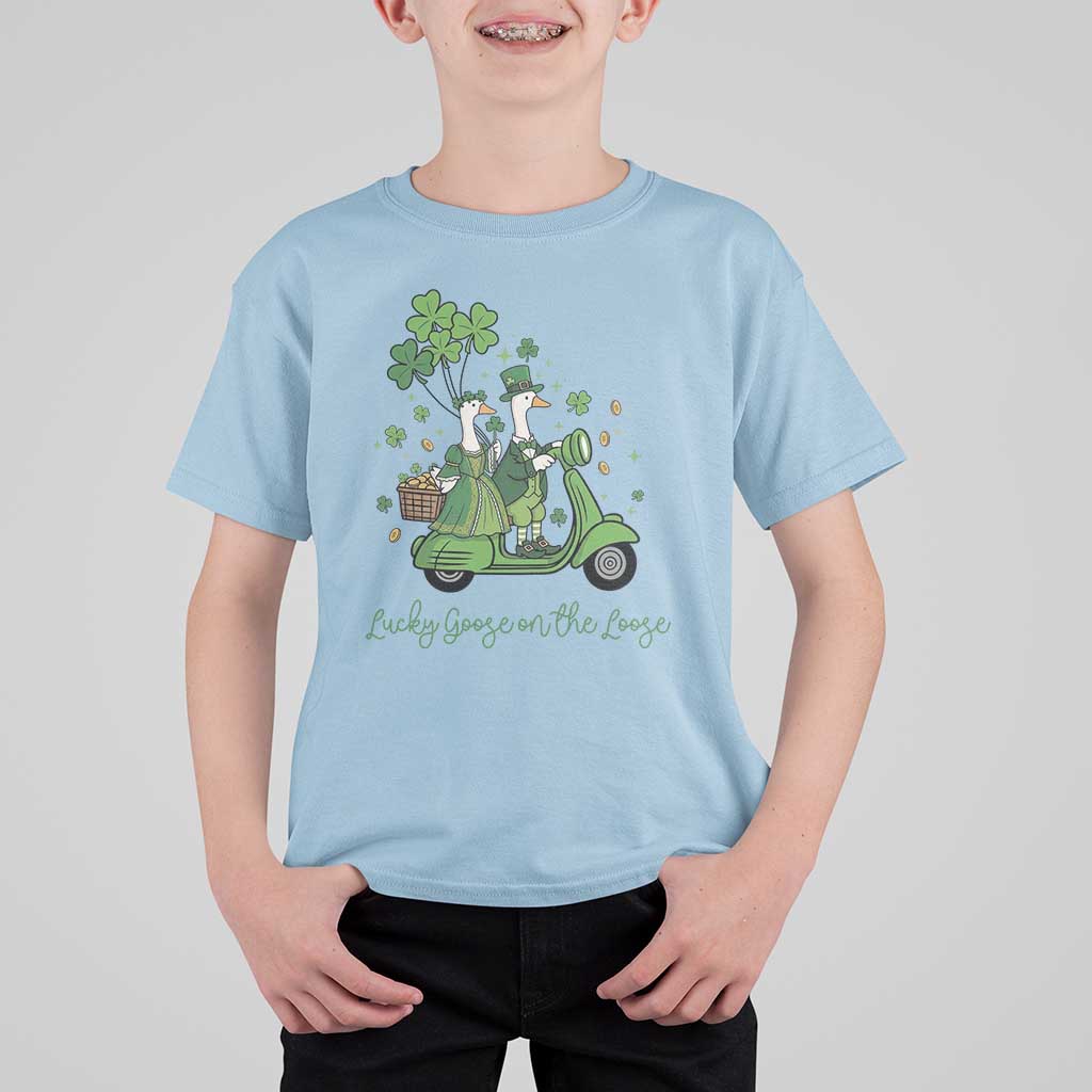 Lucky Goose On The Loose T Shirt For Kid St Patricks Day Irish Pride