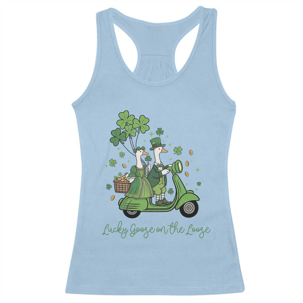 Lucky Goose On The Loose Racerback Tank Top St Patricks Day Irish Pride