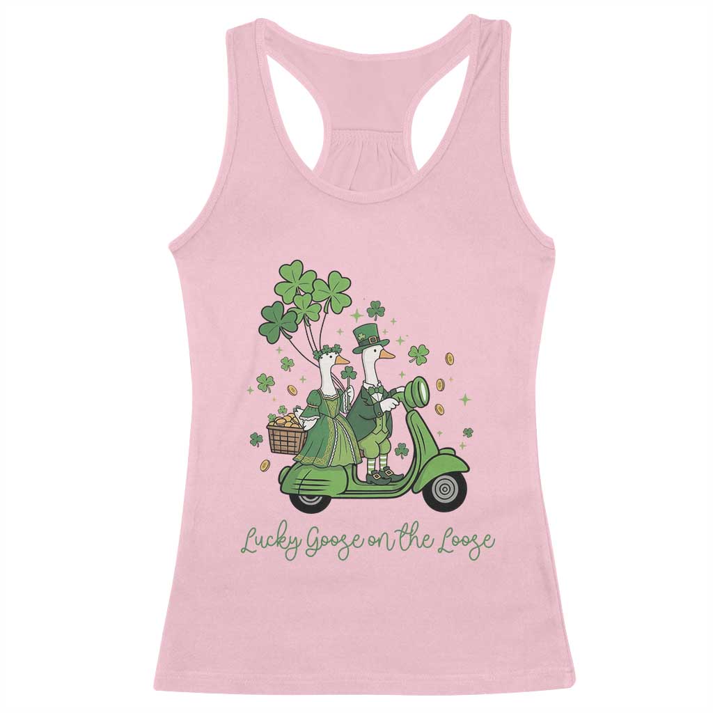 Lucky Goose On The Loose Racerback Tank Top St Patricks Day Irish Pride