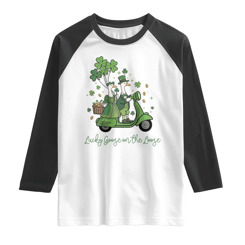 Lucky Goose On The Loose Raglan Shirt St Patricks Day Irish Pride