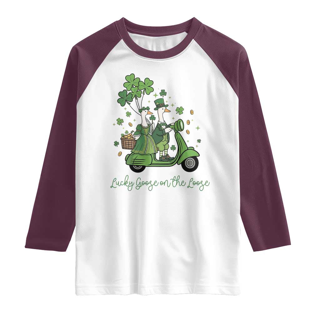 Lucky Goose On The Loose Raglan Shirt St Patricks Day Irish Pride