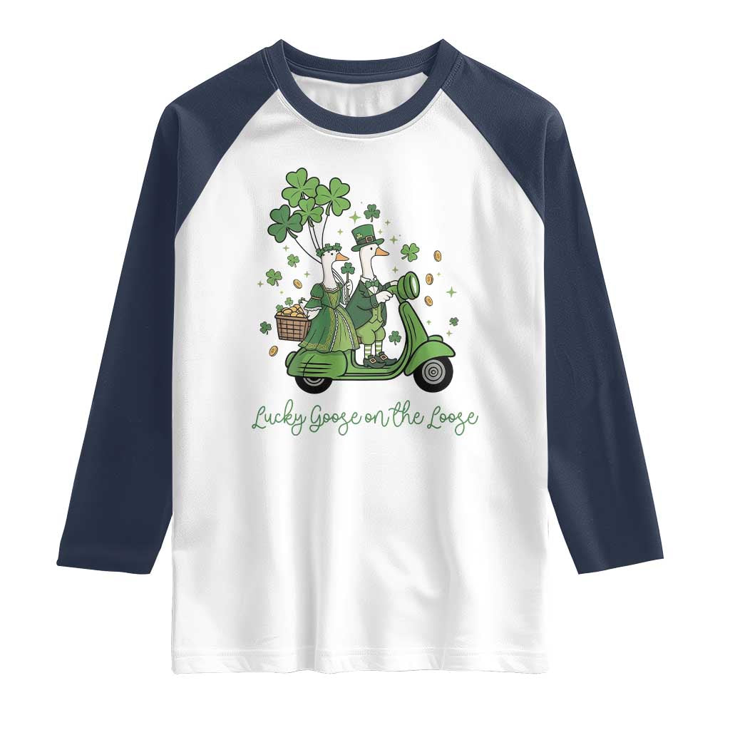 Lucky Goose On The Loose Raglan Shirt St Patricks Day Irish Pride