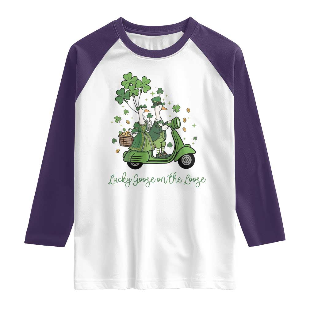 Lucky Goose On The Loose Raglan Shirt St Patricks Day Irish Pride