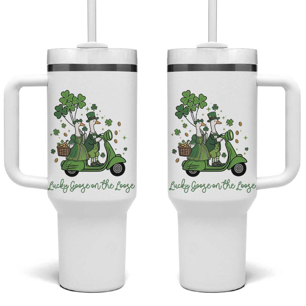Lucky Goose On The Loose Tumbler With Handle St Patricks Day Irish Pride