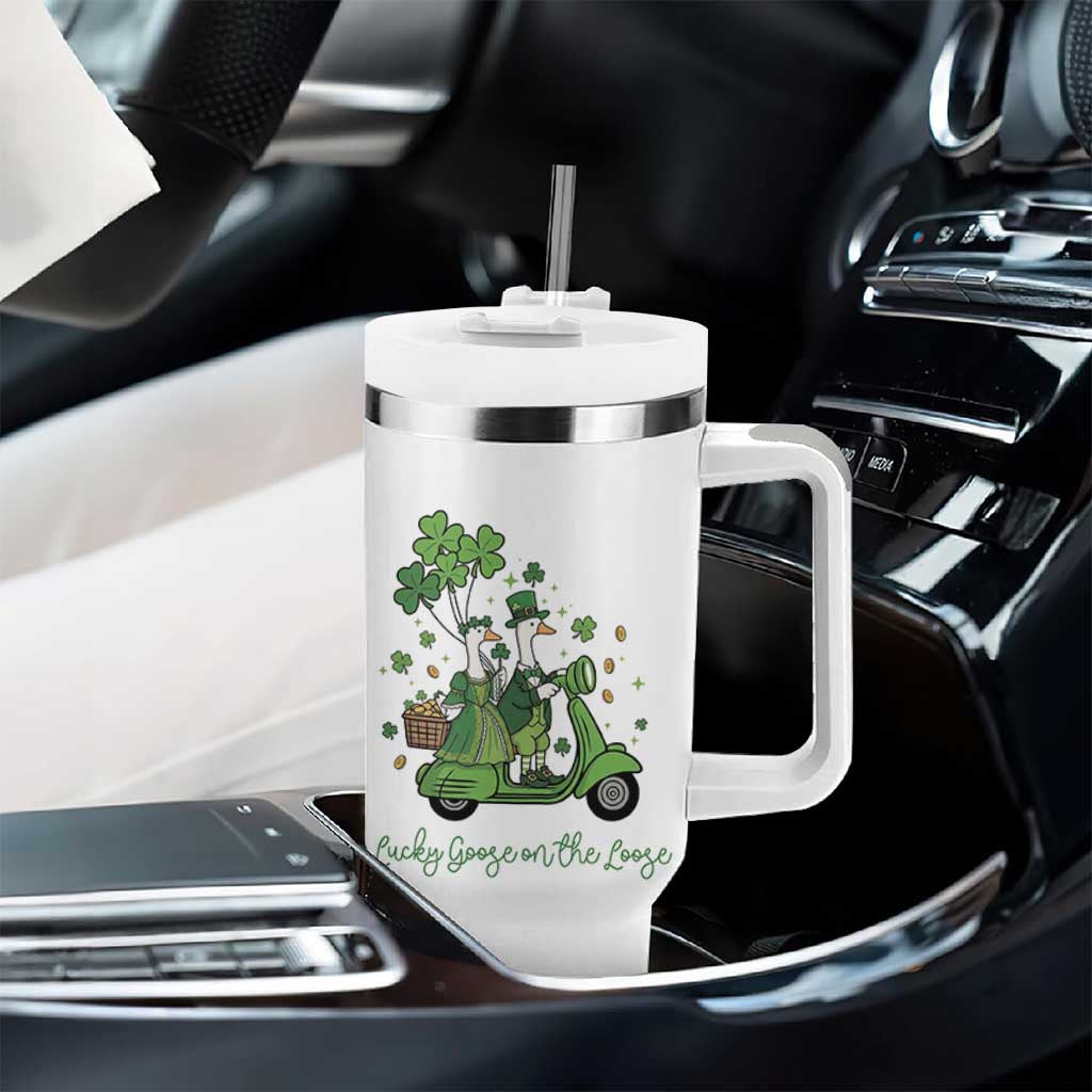 Lucky Goose On The Loose Tumbler With Handle St Patricks Day Irish Pride