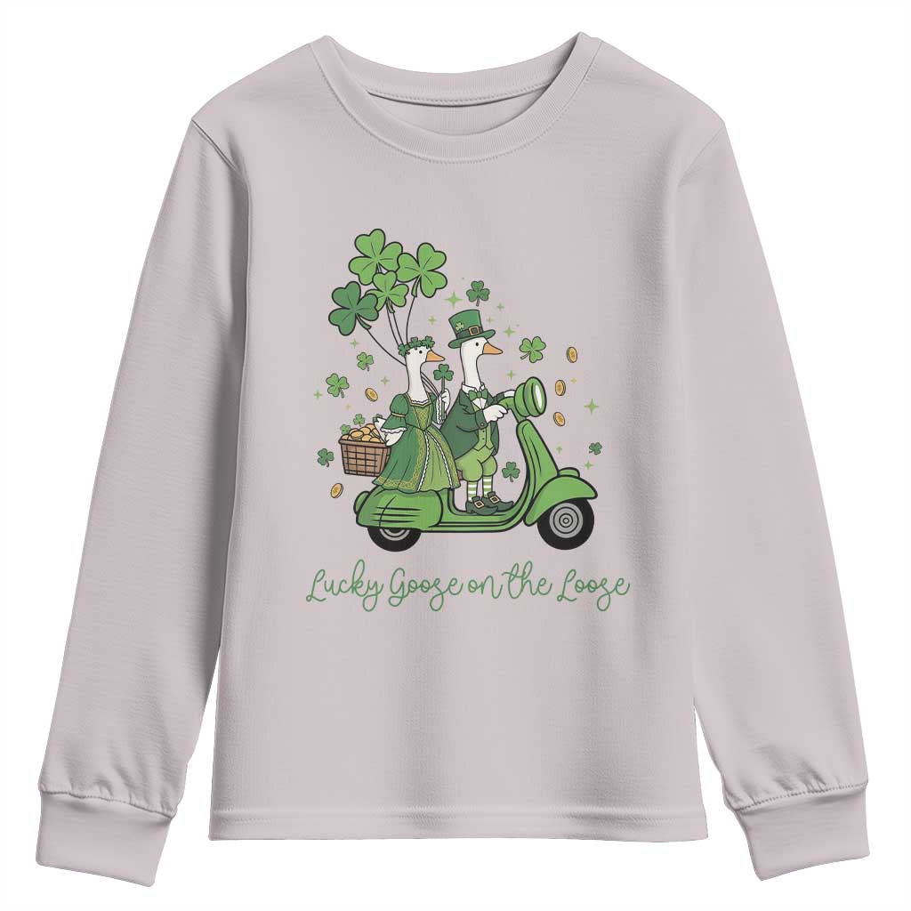 Lucky Goose On The Loose Youth Sweatshirt St Patricks Day Irish Pride