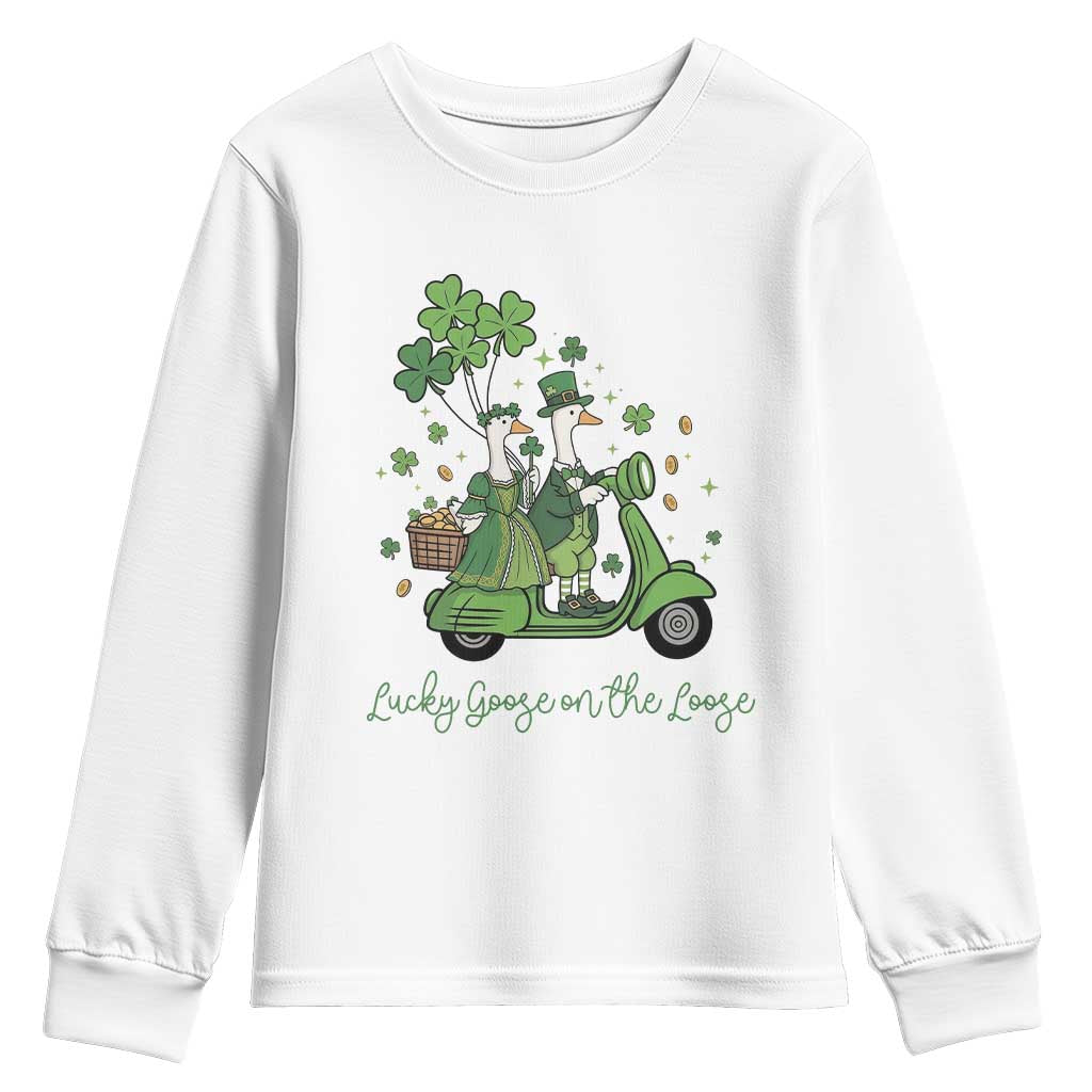 Lucky Goose On The Loose Youth Sweatshirt St Patricks Day Irish Pride