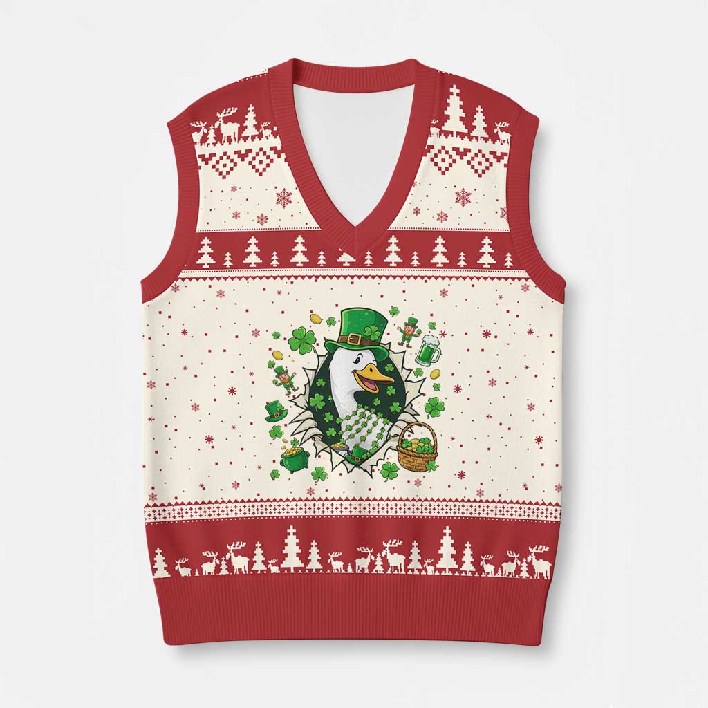 Funny Silly Irish Goose V-Neck Knit Sweater Vest St Patricks Day Celebration