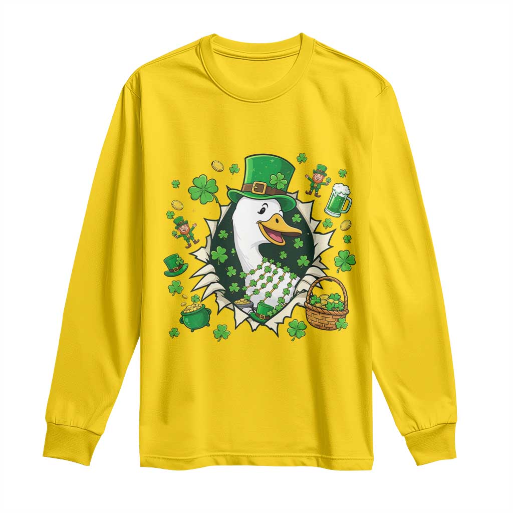 Funny Silly Irish Goose Long Sleeve Shirt St Patricks Day Celebration