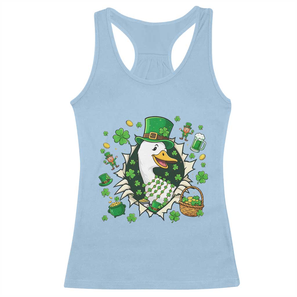Funny Silly Irish Goose Racerback Tank Top St Patricks Day Celebration