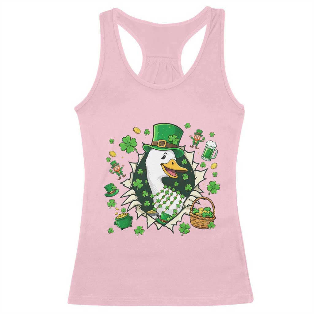 Funny Silly Irish Goose Racerback Tank Top St Patricks Day Celebration