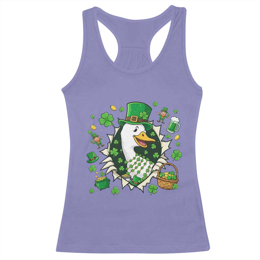 Funny Silly Irish Goose Racerback Tank Top St Patricks Day Celebration