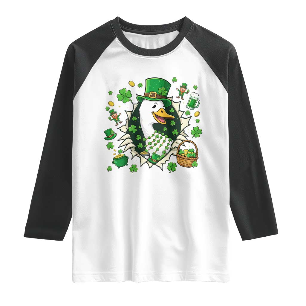 Funny Silly Irish Goose Raglan Shirt St Patricks Day Celebration