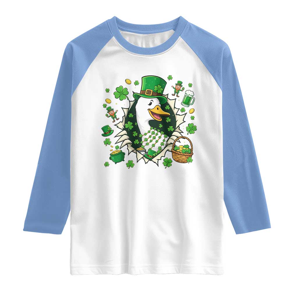 Funny Silly Irish Goose Raglan Shirt St Patricks Day Celebration