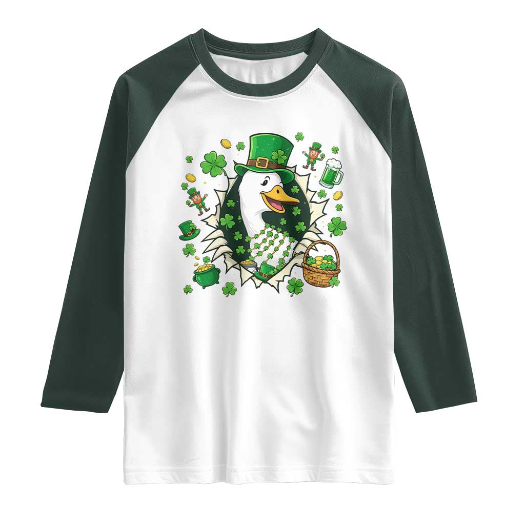 Funny Silly Irish Goose Raglan Shirt St Patricks Day Celebration