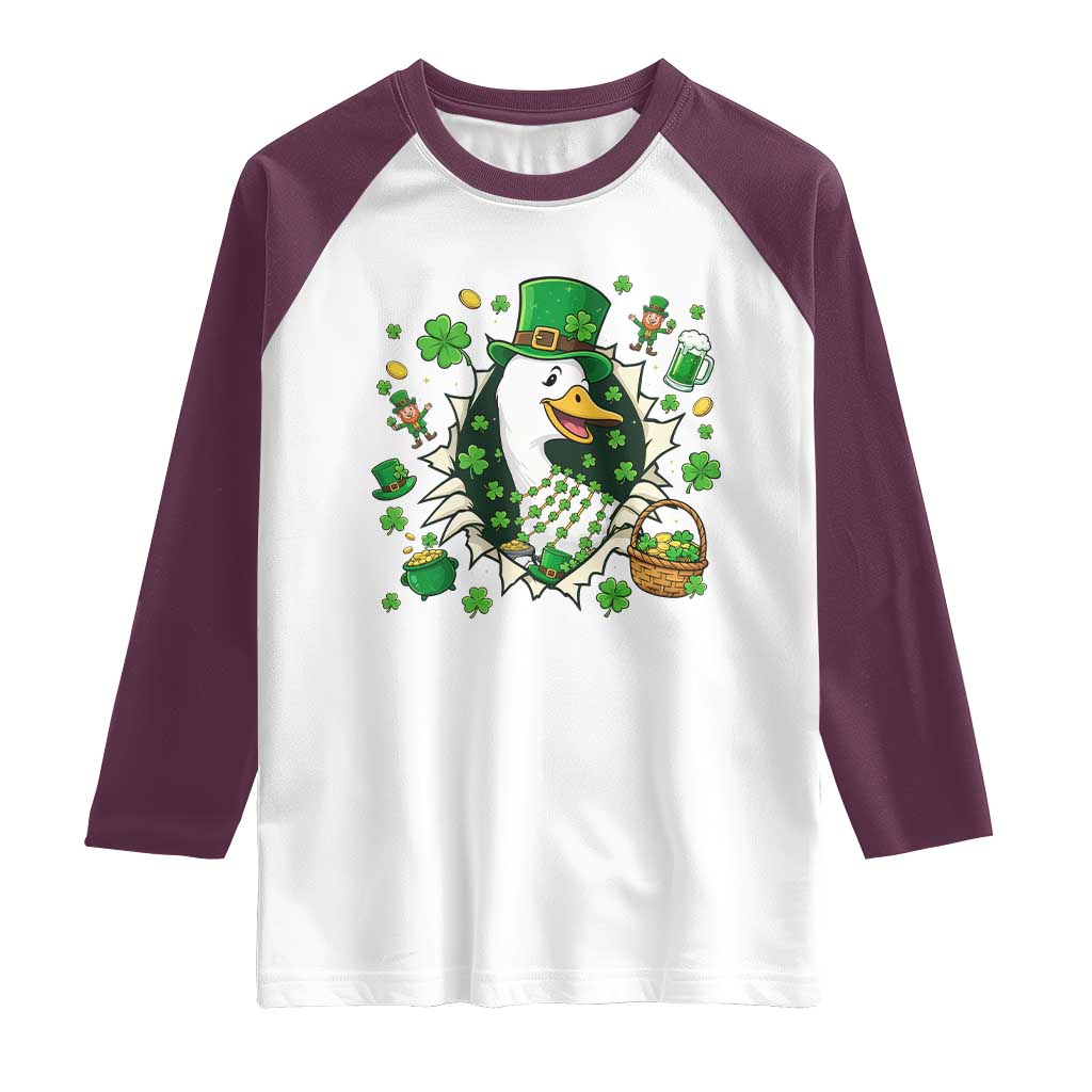 Funny Silly Irish Goose Raglan Shirt St Patricks Day Celebration