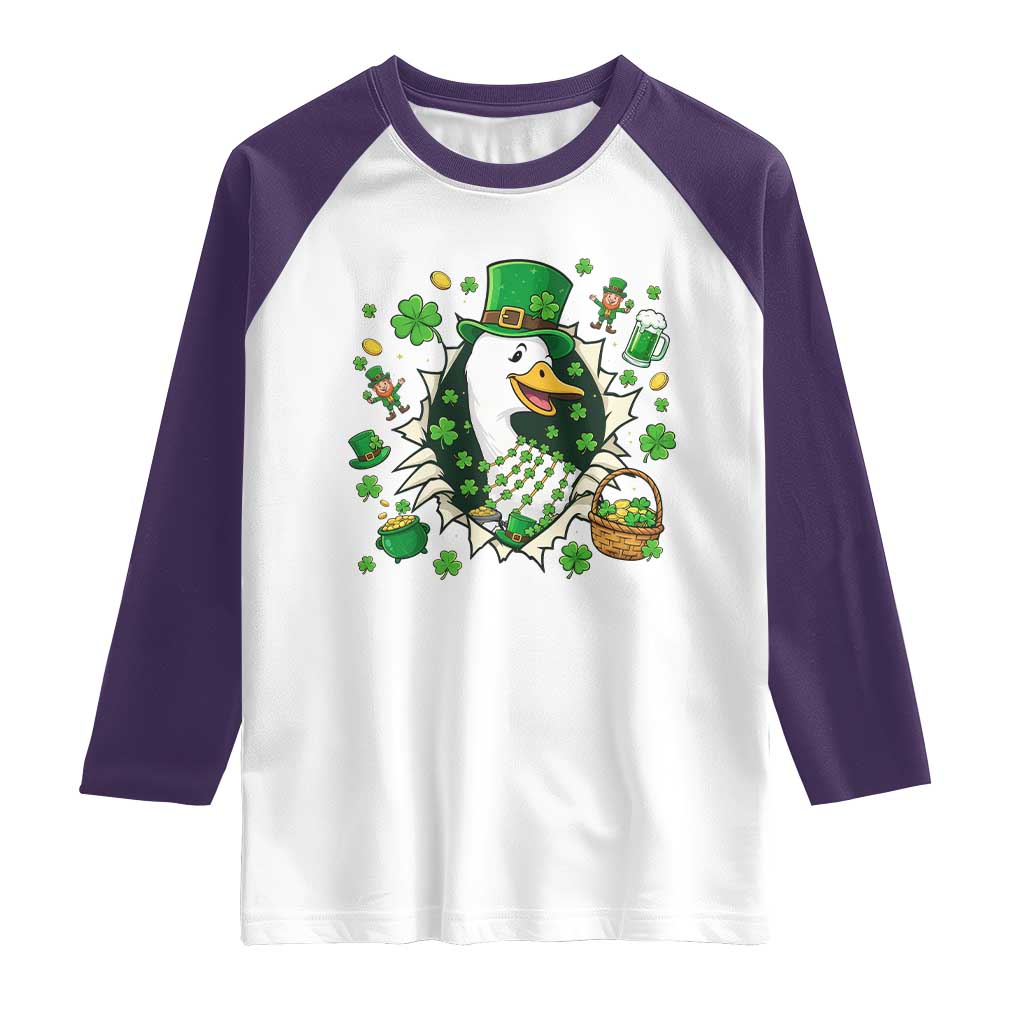 Funny Silly Irish Goose Raglan Shirt St Patricks Day Celebration