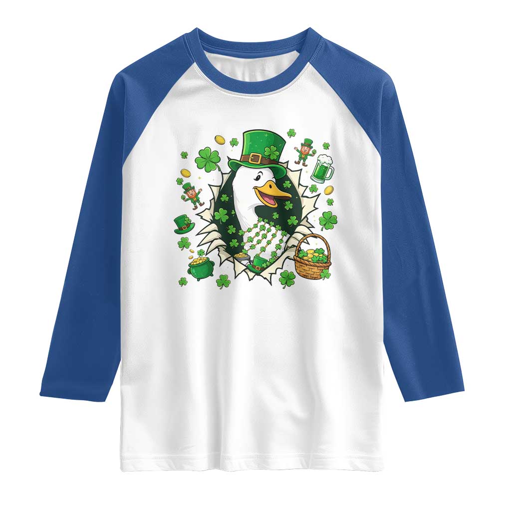 Funny Silly Irish Goose Raglan Shirt St Patricks Day Celebration